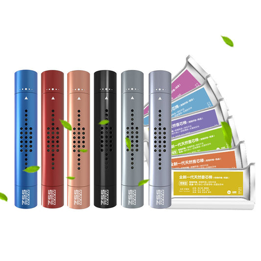 メタル製カーフレグランスクリップ｜レモン＆フローラルの香り・アロマスティック・5個のリフィル付き